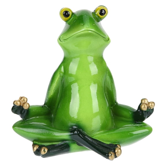 UPOUART Green Resin Frog Figurine Yoga Pose Animal Statue for Home and Office Decor, 5.5 Inch Funny Sculpture