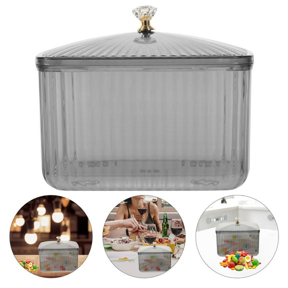 UPOUART Grey Kitchen Countertop Organizer with Lid Wide Mouth Food Storage Container for Dry Snacks and Fruits