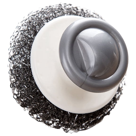 UPOUART Grey Pot and Pan Dish Scraper Kitchen Scrubber with Handle for Daily Use Made of Steel Wire and PP