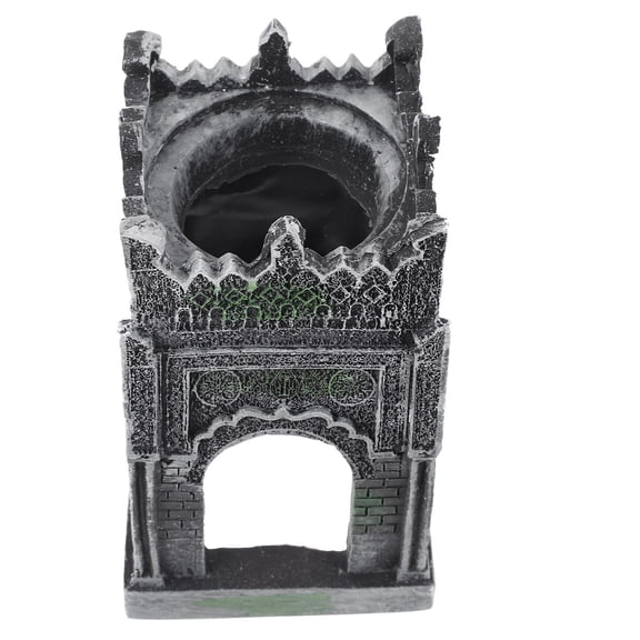 UPOUART Grey Resin Castle Aquarium Decoration with Detailed Craftsmanship for Scenic Fish Display and Aquatic Habitat