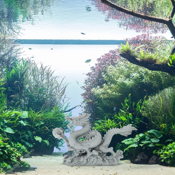 UPOUART Grey Resin Dragon Figurine Craft Decor Ideal for Cabinet Office and Home Display