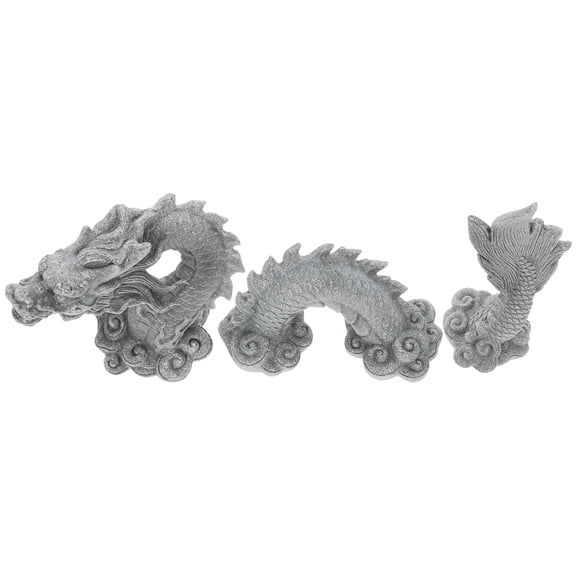 UPOUART Decorative Grey Resin Dragon Figurine for Home and Office Decoration 1Set