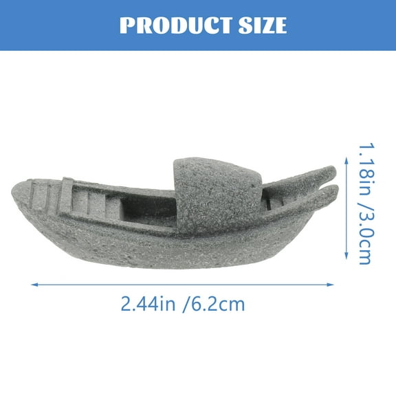 UPOUART Grey Simulation Stone Boat Aquarium Decoration Durable Underwater Landscape Ornament for Home and Office