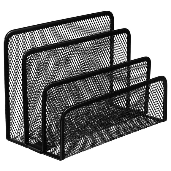 UPOUART Black Heavy Duty Desk Organizer with 3 Compartments for Office Supplies and Document Storage