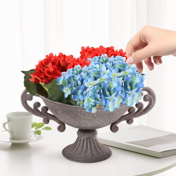 UPOUART Decorative Grey Metal Flower Vase for Home, Office, Garden Plant Display and Indoor Outdoor Decor