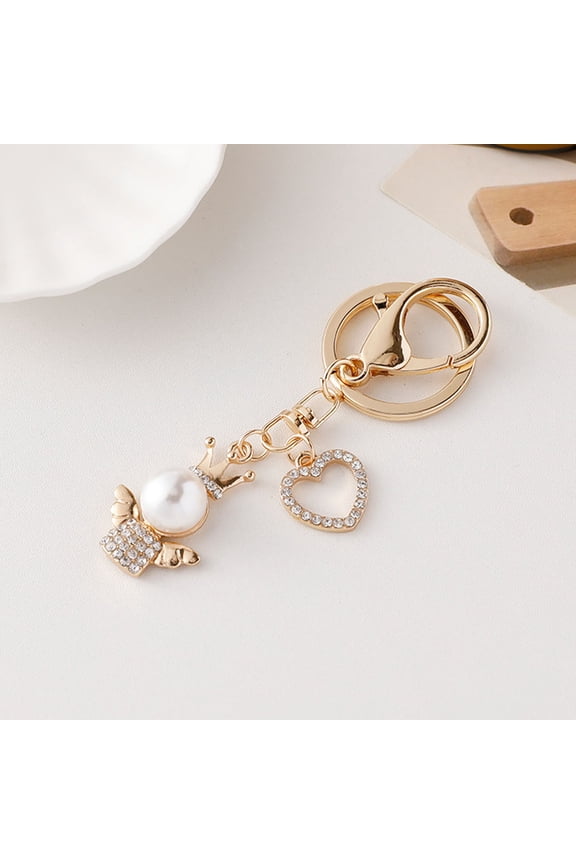 Keyring Cute Heart Shaped Keychain Golden 1Set Gift for Couples Guests Loved Ones