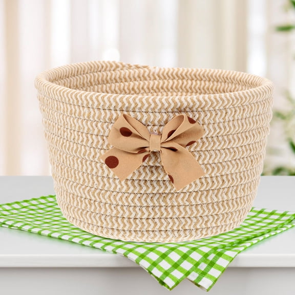 UPOUART Nordic Style Khaki Cotton Rope Storage Basket for Home and Desktop Organization, Stylish and Storage Solution
