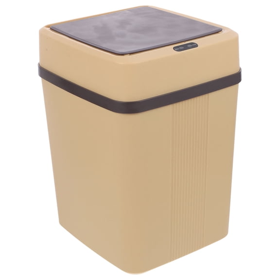 UPOUART Khaki Smart Trash Can Automatic Sensor Dustbin for Home Use Silent Operation Large Capacity Plastic