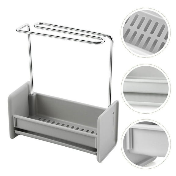 UPOUART Sink Sponge Holder Dishcloth Hanging Rack Grey PP 1Pcs