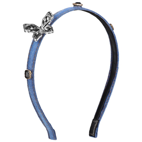 UPOUART Ladies Hair Hoop Blue Denim Headband with Butterfly Detail Comfortable Fabric for Everyday Use