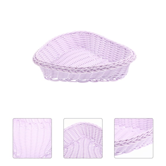 UPOUART Lavender Heart Shape Design Woven Storage Basket for Snacks and Fruits Made of PP 11.5 x 11.5 x 4.5 Inches