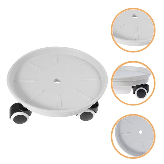 UPOUART Light Grey Plant Tray with Wheels for Home Use Durable PP Water Tray with Drainage System Compact Design