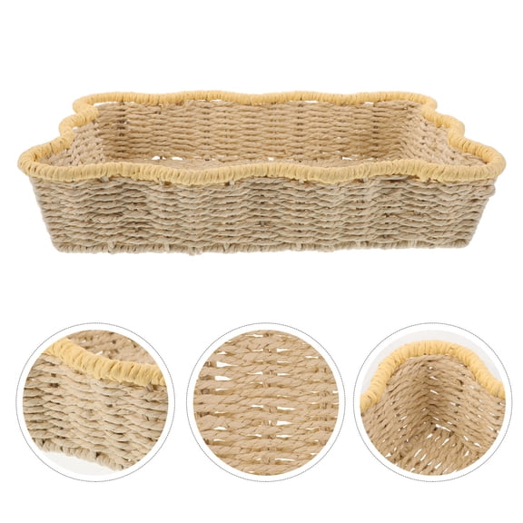 UPOUART Light Yellow Woven Rope Storage Basket Handmade for Snacks Cosmetics and Toiletries 14.5 x 10 x 8.5 Inches