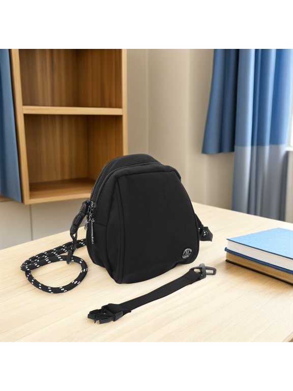 Trendy Lightweight Black Crossbody Purse, Durable Nylon, Unisex, Organized Storage