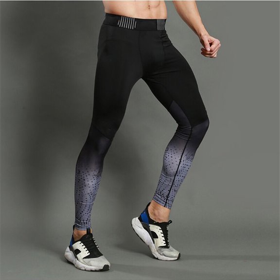 UPOUART Lightweight Grey Men Sports Pants Compression Leggings Quick Dry Fabric for Running Cycling