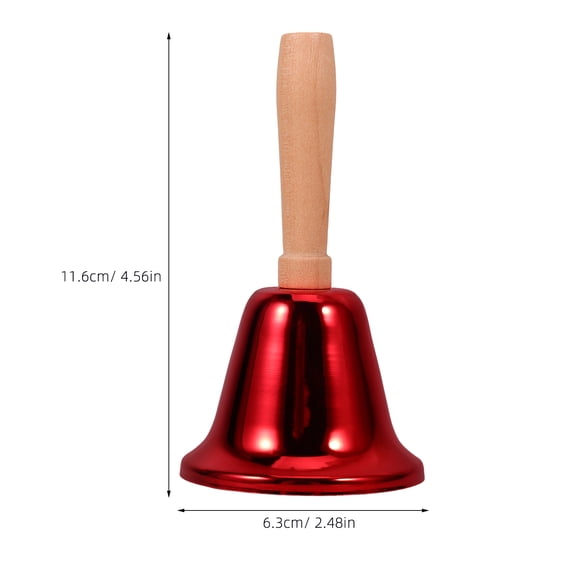 UPOUART Loud Red Metal Hand Bell with Comfortable Wooden Handle for Restaurant, Classroom, and Reception Use