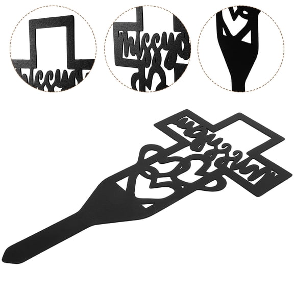 UPOUART Metal Cross Stake for Grave Yard Decoration Cemetery Memorial Marker in Black