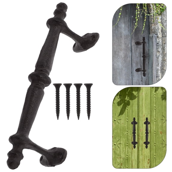 UPOUART Metal Door Handle Vintage Style Garage Door Handles Decorative Coffee Iron 1Set