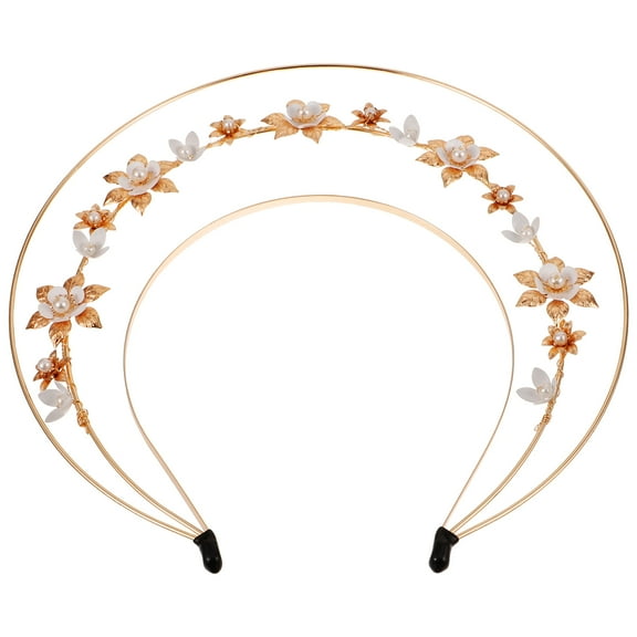UPOUART Metal Floral Crown Headpiece with Decoration Elegant Plated Gold Headband for Cosplay