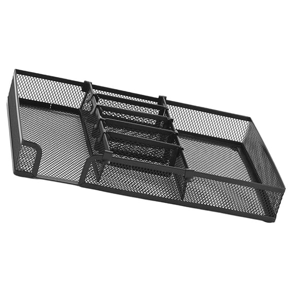 UPOUART Black Metal Desk Organizer Tray with Multiple Compartments for Office Supplies and Desk Accessories Storage