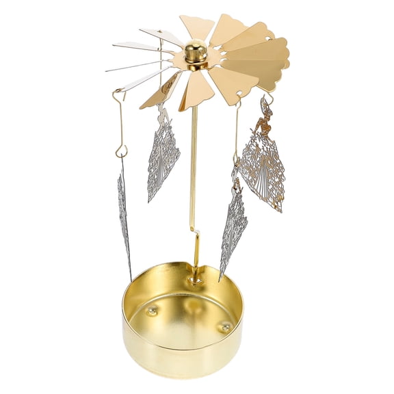 UPOUART Metal Rotating Tea Light Candle Holder Golden Carousel for Wedding and Party Decor