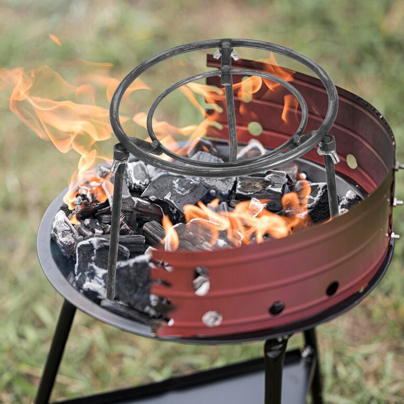 UPOUART Metal Stove Gap Covers Campfire Cooking Rack Black Steel 1Set For Outdoor Cooking Challenges