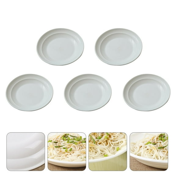 UPOUART Set of 5 Microwave Plates, Unbreakable White Round Dishes, 9.1x9.1in PP Plastic for Everyday Household Use