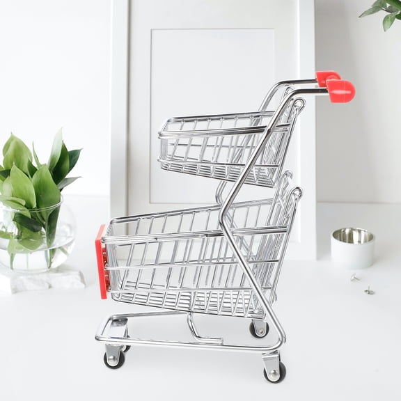 UPOUART Plastic Supermarket Trolley Shopping Cart for Office Home Use Compact and Easy to Maneuver (1 Piece)
