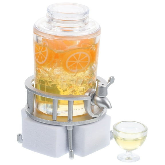 UPOUART Juice Barrel Figurine Orange Plastic 1Set Miniature Design Accessory