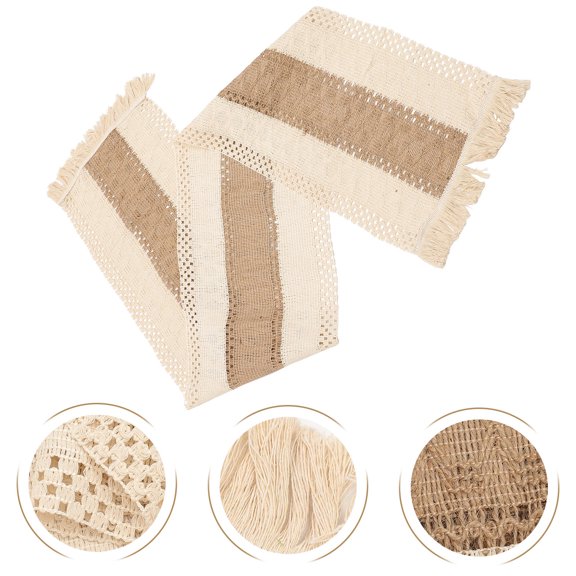 UPOUART Minimalist Cotton Table Runner with Tassels for Farmhouse Wedding Holiday Settings