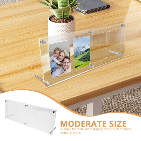 UPOUART Modern Transparent Acrylic Photo Frame Four Grid for Desktop and Retail Use