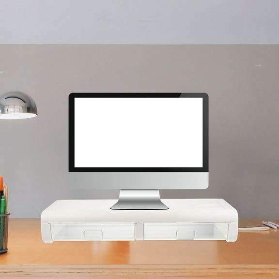 UPOUART Back to School Desk Monitor Riser Monitor Riser Desk White Plastic 1Set