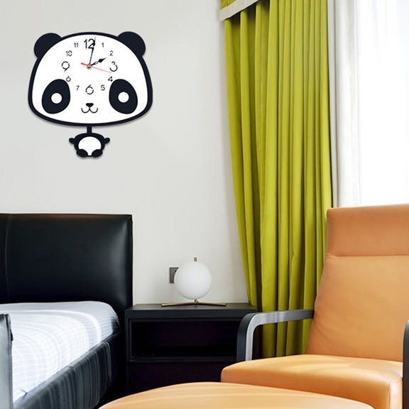 UPOUART Multi Color Panda Shape Wall Clock Mute Design Ideal for Home Decor Easy to Install Acrylic and ABS 10.5 Inches