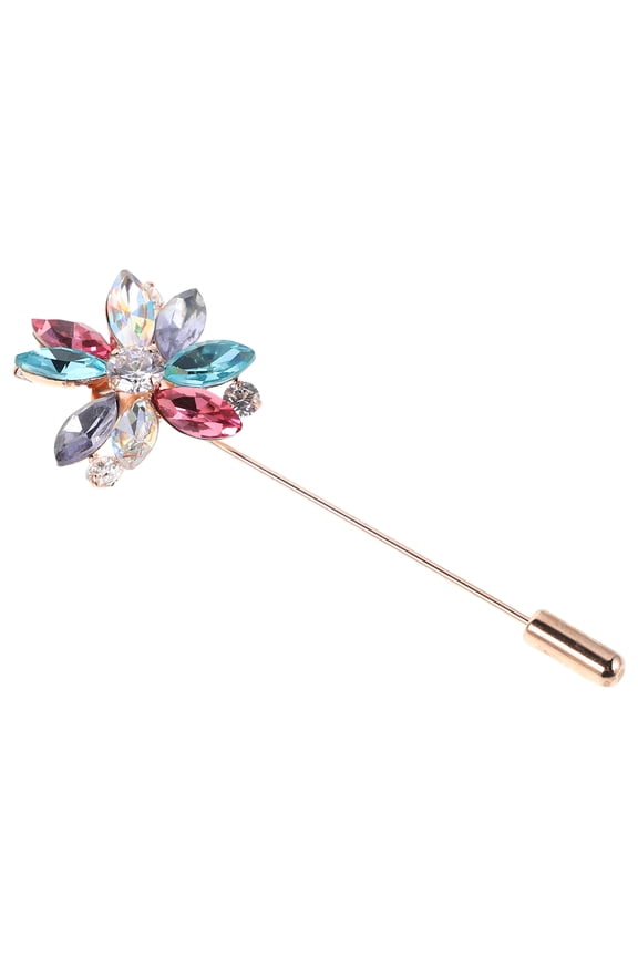 Multicolor Rhinestone Flower Brooch Pin with Elegant Inlay Design, Ideal for Sweaters, Coats, Shawls, and Fashion Accessories