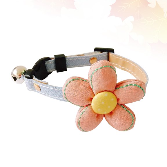 UPOUART Multicolor Flower Collar for Pet with Bell Adjustable PU Collar for Dog and Cat