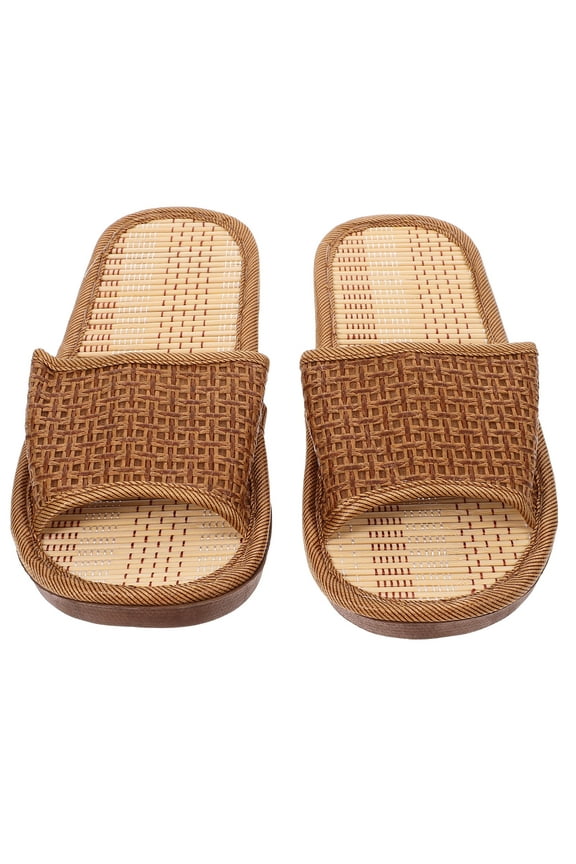 Natural Rattan Woven Slippers Women'S Indoor Straw Shoes Summer Cool Comfortable Home Sandals