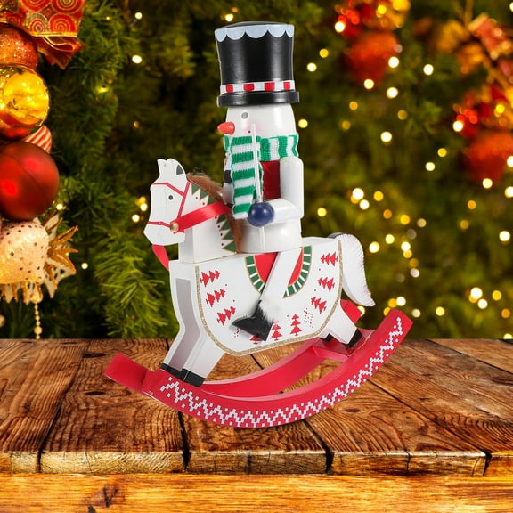 UPOUART Nutcracker Soldier Model Red Wood Photo Props For Desktop Christmas Decor 1Pack