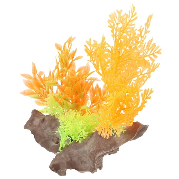 UPOUART Orange Artificial Aquarium Plants Fish Tank Decorations for Freshwater Betta Fish Natural Lifelike Decor