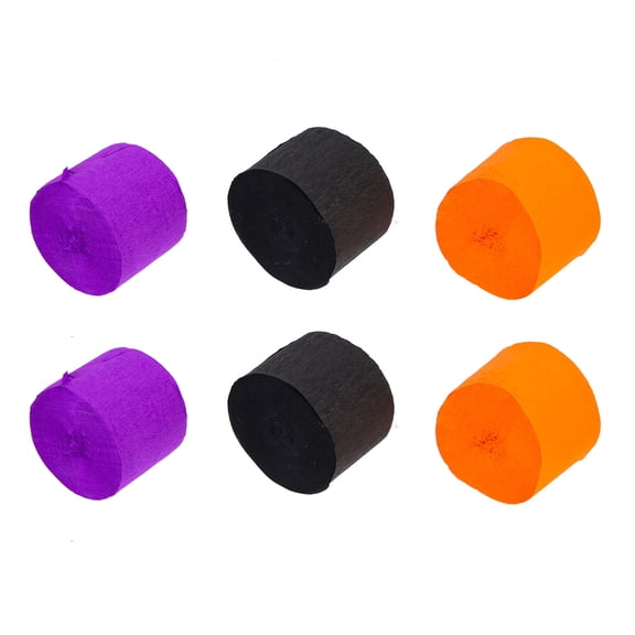 UPOUART Orange, Black and Crepe Paper Streamers, Themed Party Decorations for Crafts and Backdrop Decor Supplies