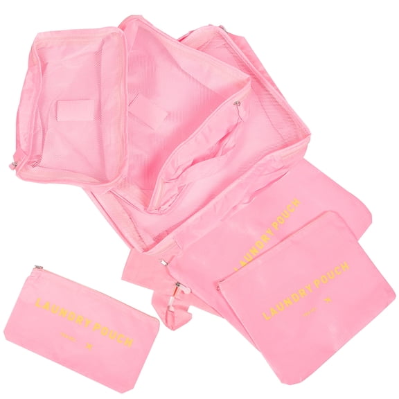UPOUART Organizer Bags for Traveling 7Pcs Pink Polyester Rectangular for Small Items