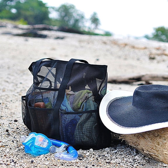 UPOUART Black Insulated Outdoor Food Bag with Mesh Cooler and Handle, Perfect for Shopping, Picnics, and Travel
