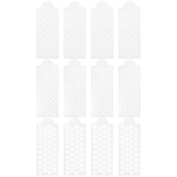 UPOUART Cake Painting Stencils Fondant Stencil Transparent 12Pcs 15.4X5.9In