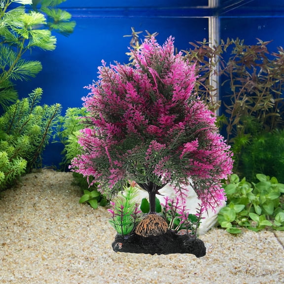 UPOUART Pink Artificial Water Grass Aquarium Decor with Vivid Look and Safe Fish Tank Adornment