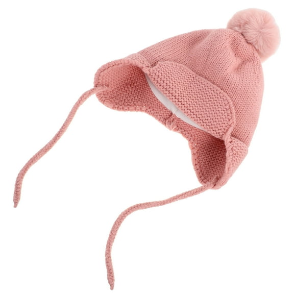 UPOUART Baby Knitted Winter Hat with Adjustable Tie Straps Soft Wool Yarn for Kids Outdoor Use Size 0-12 Months