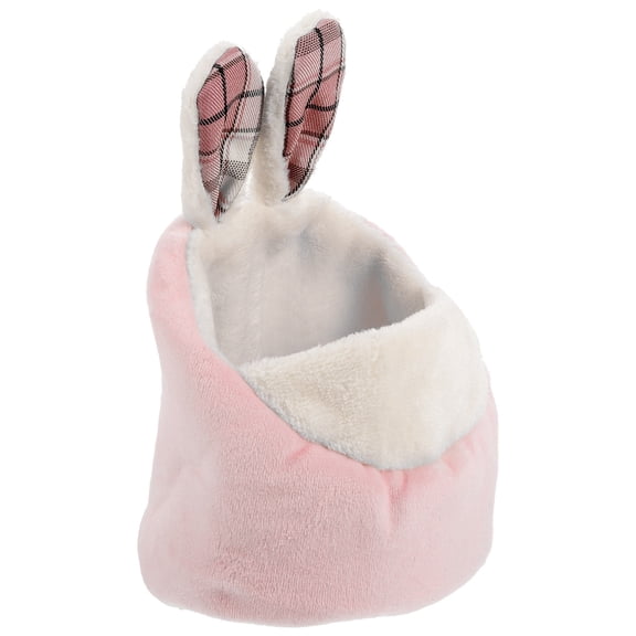 UPOUART Pink Flannel Small Pet Bed with Cute Hamster Shape for Guinea Pigs Rats and Squirrels 7.8 x 5.1 inches