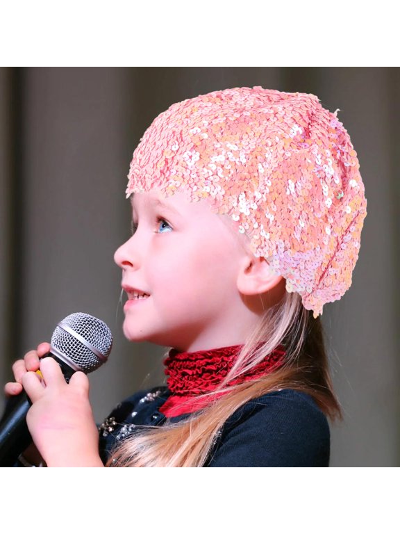 Pink Sequin Beret Breathable and Comfortable for Party and Crowd