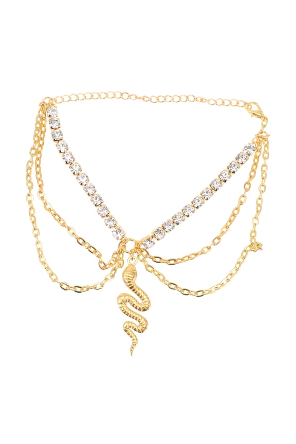 Plated Rhinestone Anklet Foot with Snake Design for Charming Party and Date Looks