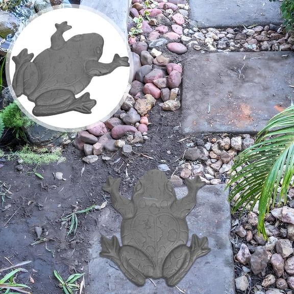 UPOUART Plated Silver Cast Iron Frog Statue Stepping Stone for Yard Patio and Garden Pathway