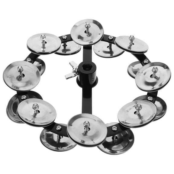 UPOUART Plated Silver Hi-Hat Tambourine Double Row Cymbal Drum Set Accessory for Enhanced Percussion Sound