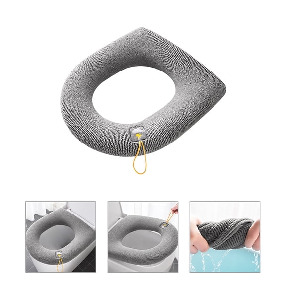 UPOUART Dark Grey Soft Reusable Toilet Seat Cover for Home Bathroom Comfort and